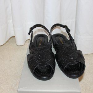 Black leather huarache  "tela" sandal by Softspots 9 N